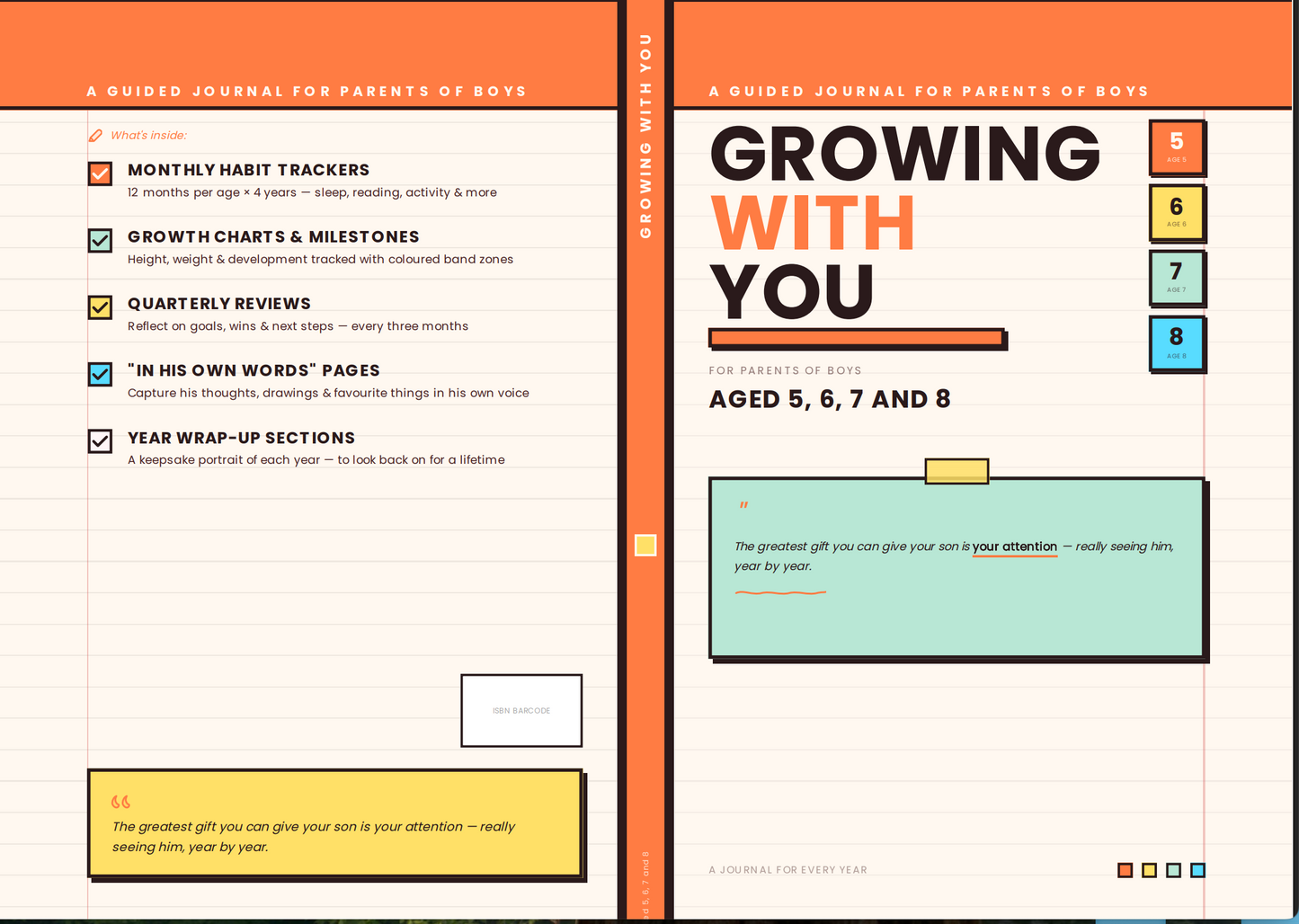 Growing With You: A Parent's Journal for Boys Aged 5, 6, 7 and 8